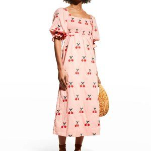 Cherry Cross Stitch Midi Dress